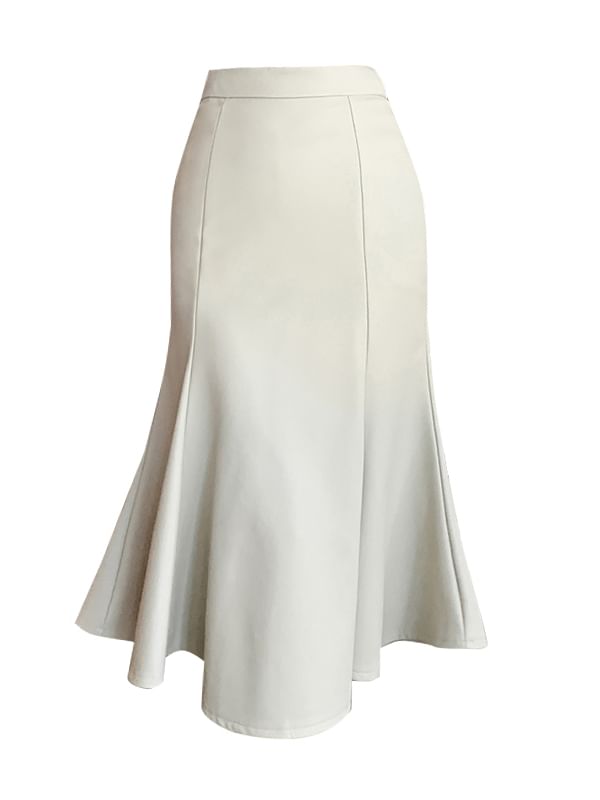 Plain Midi Mermaid Skirt - High Rise
