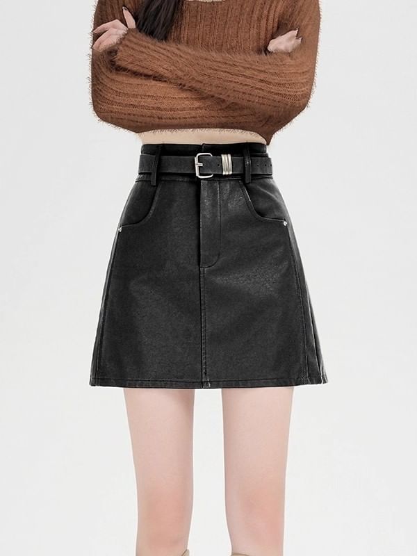 Plain Mini A-Line Skirt - High Rise