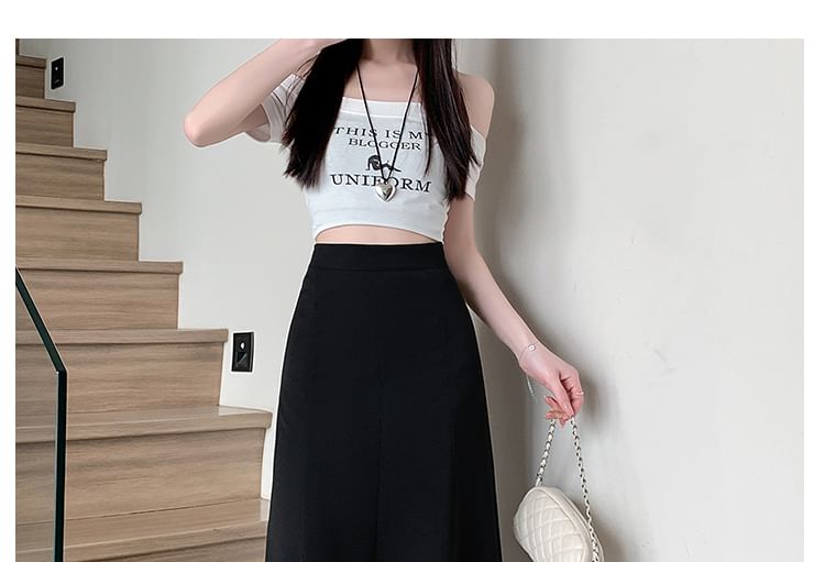 Lace Midi A-Line Skirt - High Waist