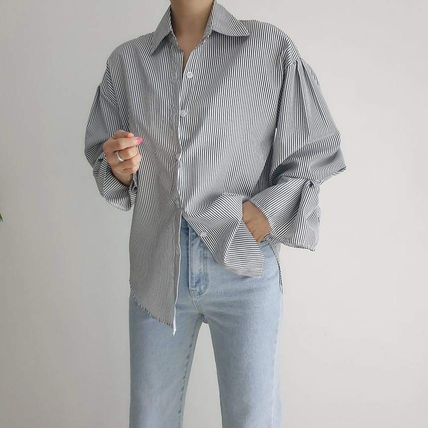 Striped Drop-Shoulder Sleeved Shirt