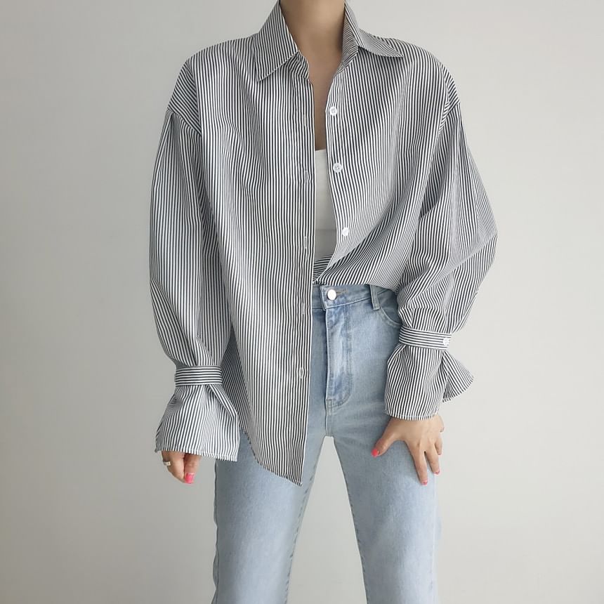Striped Drop-Shoulder Sleeved Shirt