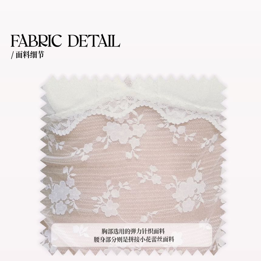 V-Neck Lace Camisole Top / Plain Light Cardigan