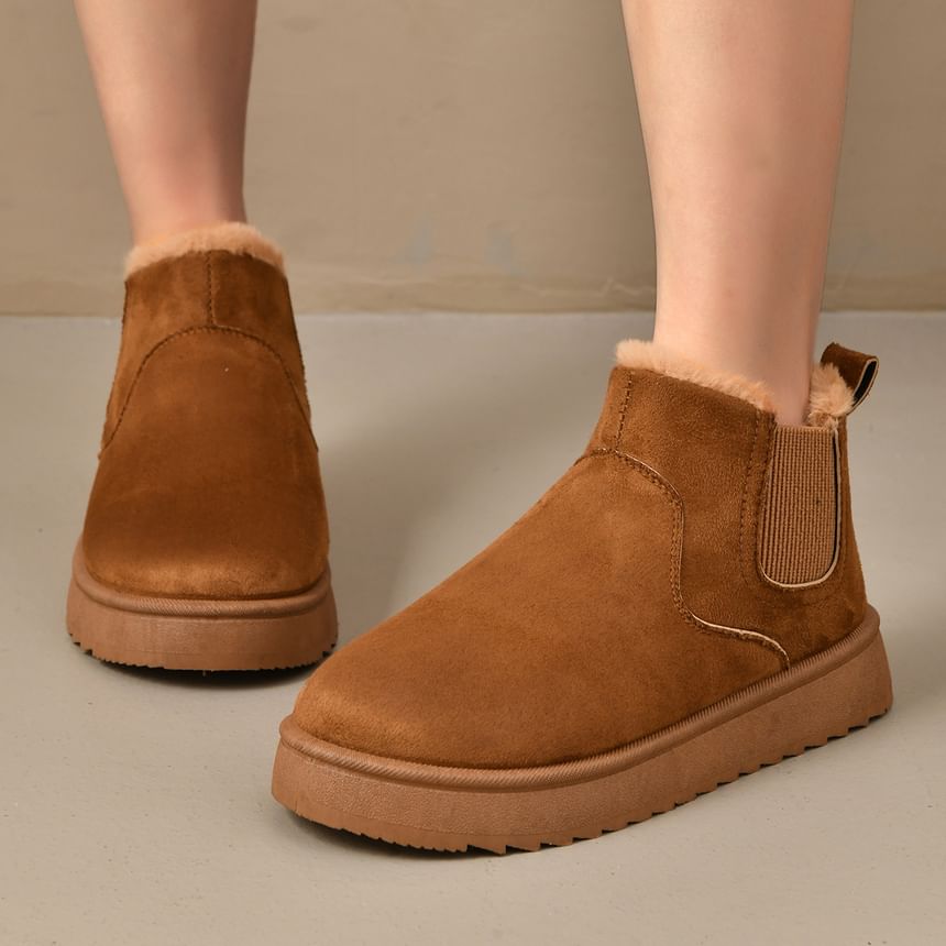 Platform Plain Faux Suede Ankle Snow Boots