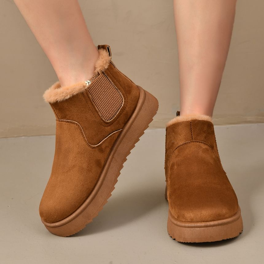 Platform Plain Faux Suede Ankle Snow Boots
