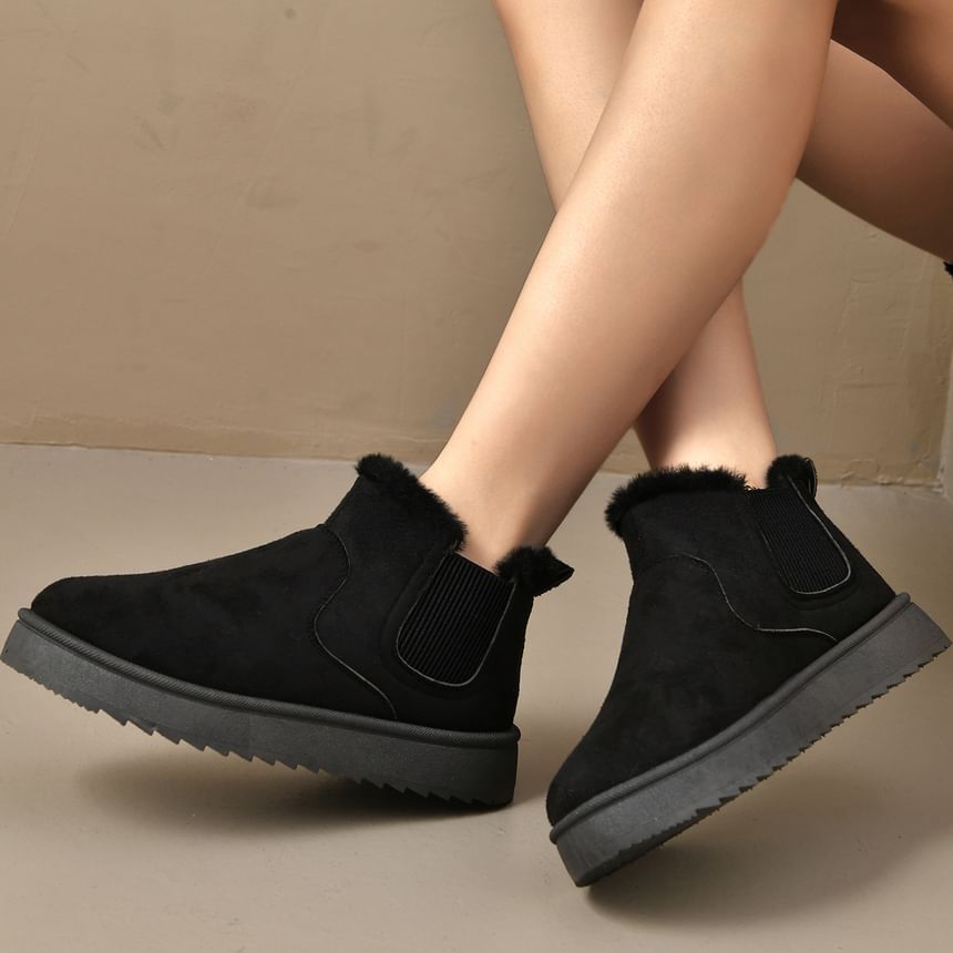 Platform Plain Faux Suede Ankle Snow Boots