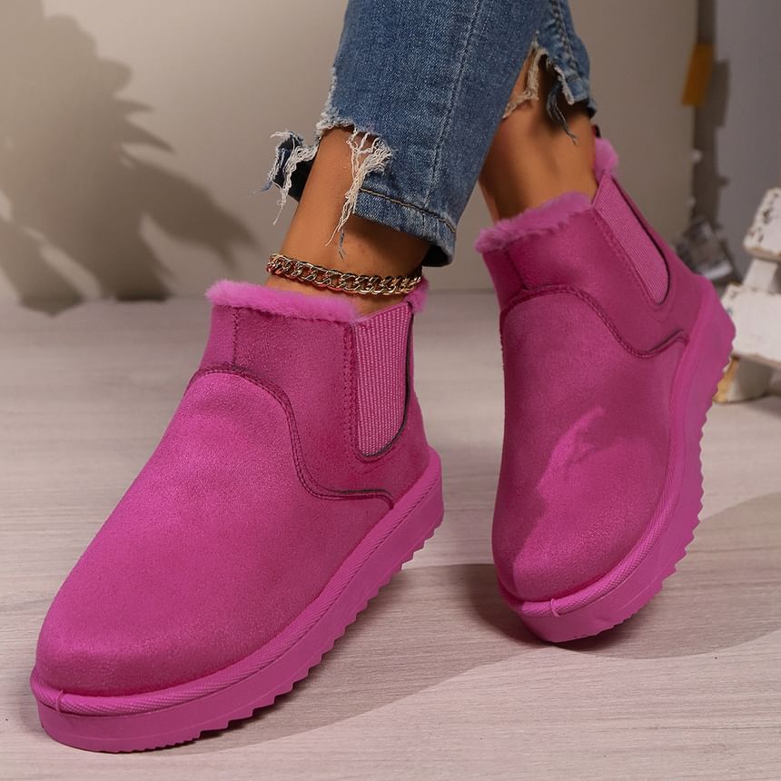 Platform Plain Faux Suede Ankle Snow Boots