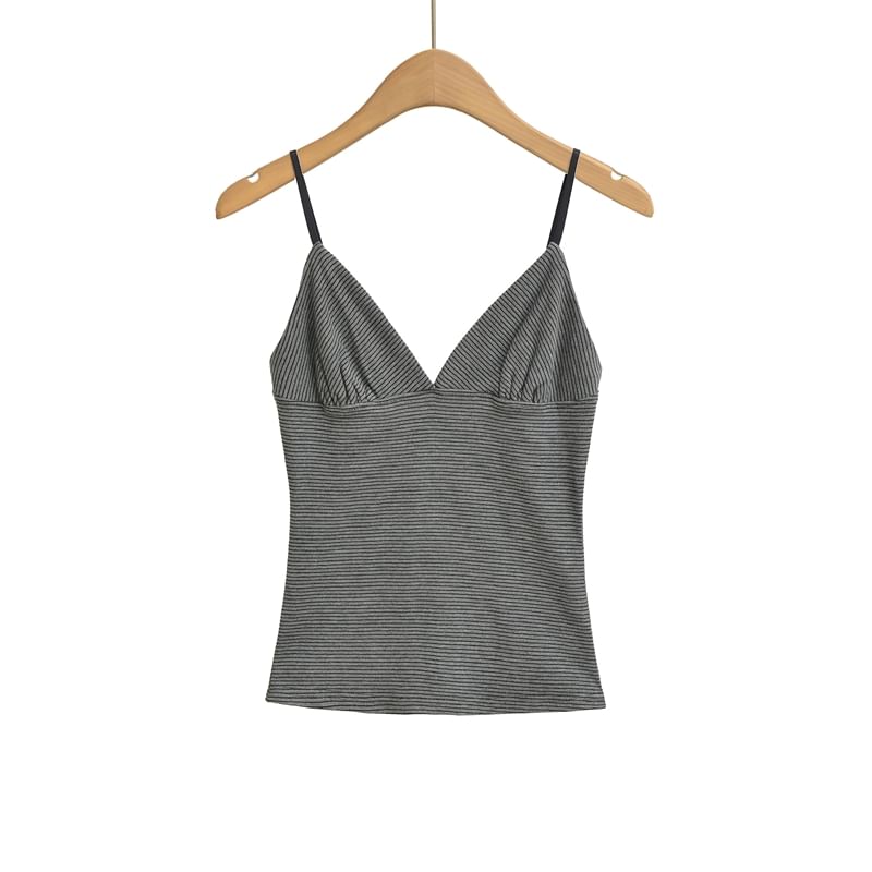 Striped V-Neck Spaghetti Strap Cami