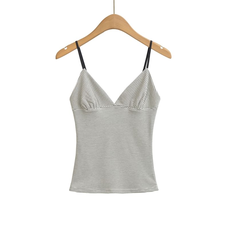 Striped V-Neck Spaghetti Strap Cami