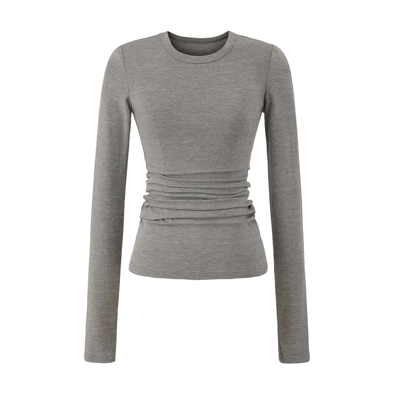 Plain Crewneck Long-Sleeved Tee