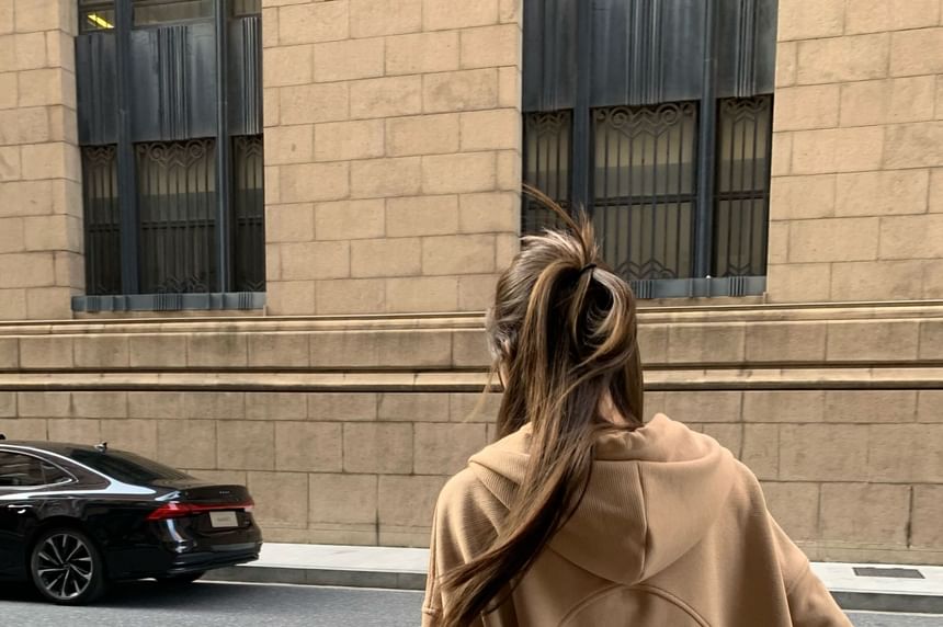 Plain Drawstring Zip Hoodie & High-Waist Mini A-Line Skirt