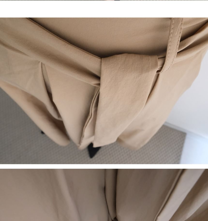 Plain Tie-Side Midi A-Line Skirt - High Rise