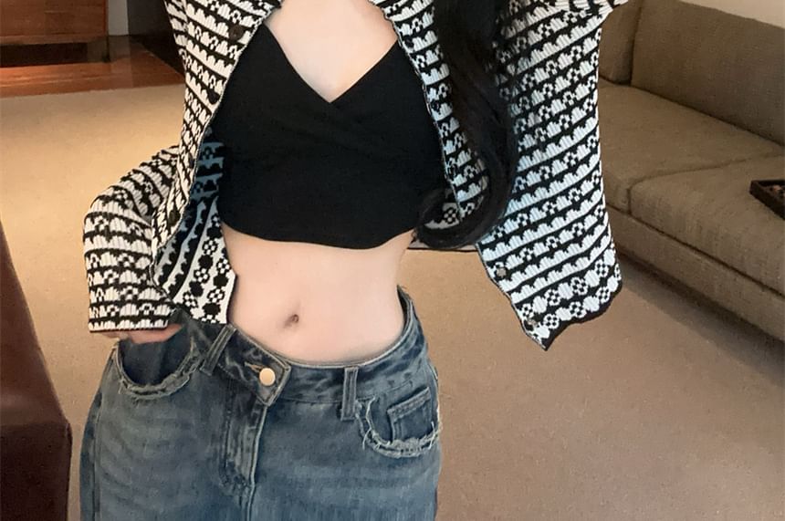 Tweed Button-Up Crop Jacket