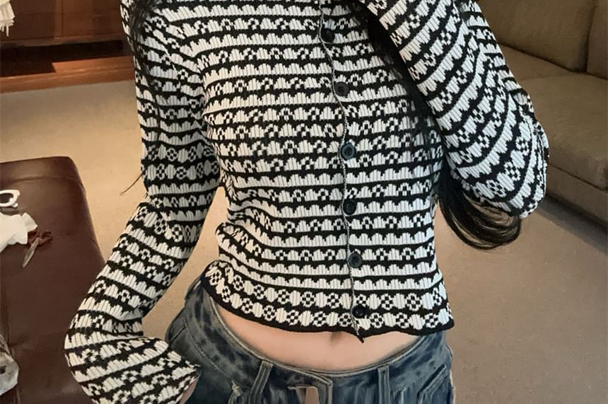 Tweed Button-Up Crop Jacket