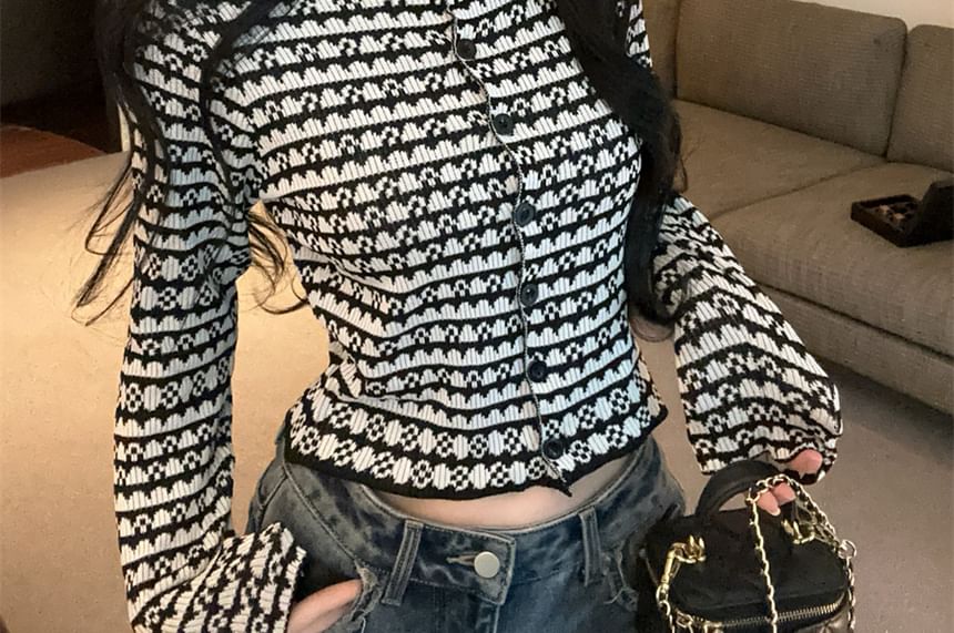 Tweed Button-Up Crop Jacket