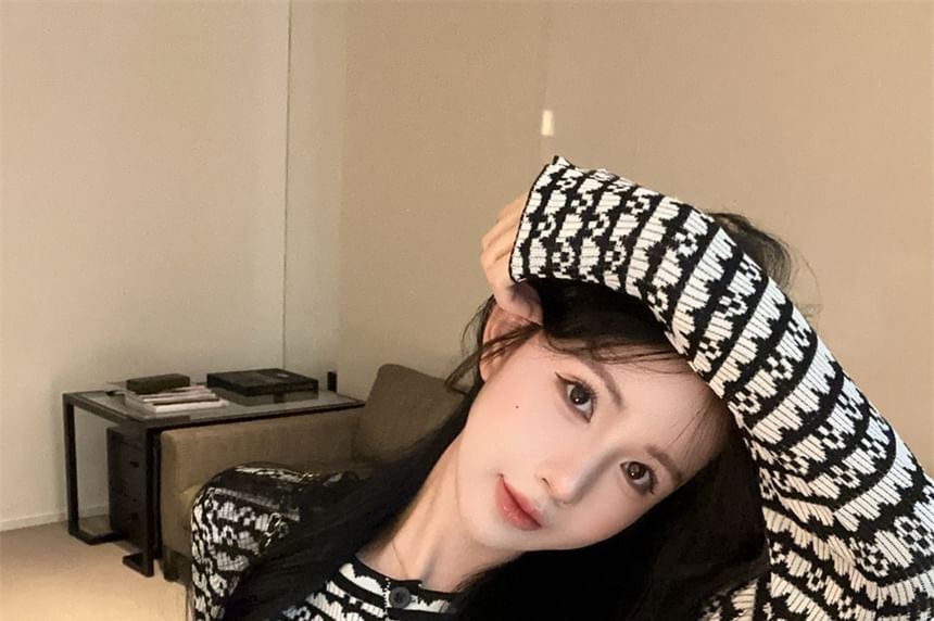 Tweed Button-Up Crop Jacket