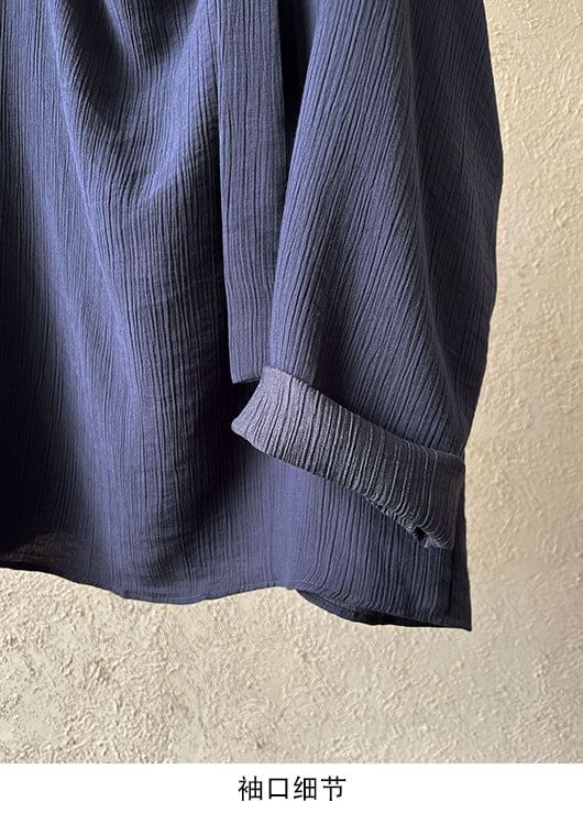 Tie-Neck Long-Sleeved Plain Blouse