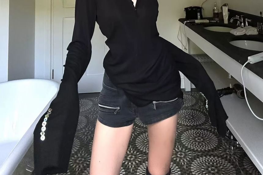 Henley Plain Slim Fit Hoodie