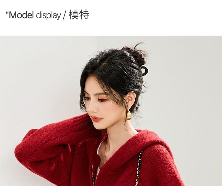 Plain Zip-Up Crop Knit Hoodie