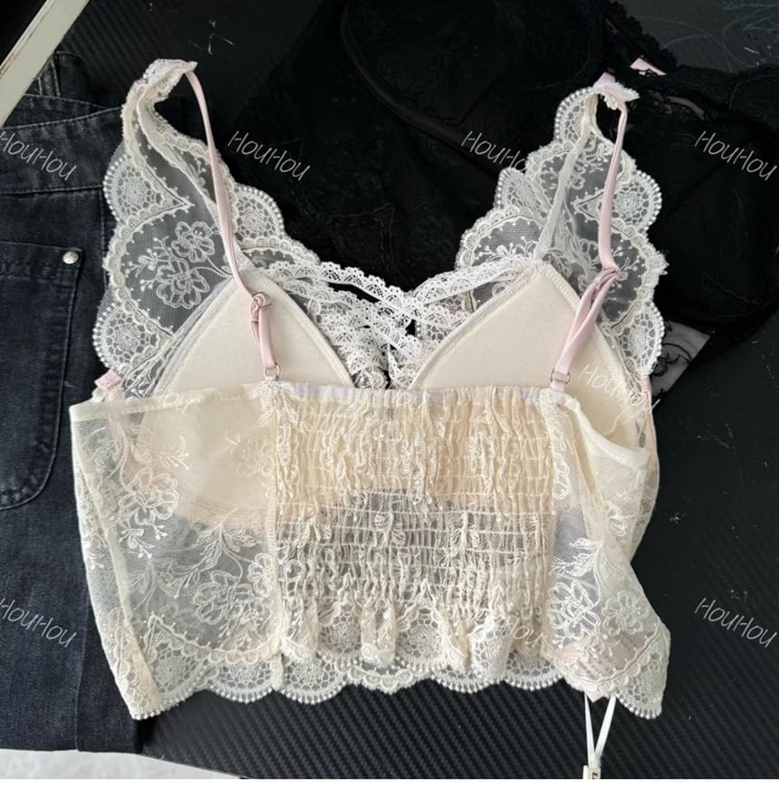 Lace Padded Crop Tank Top
