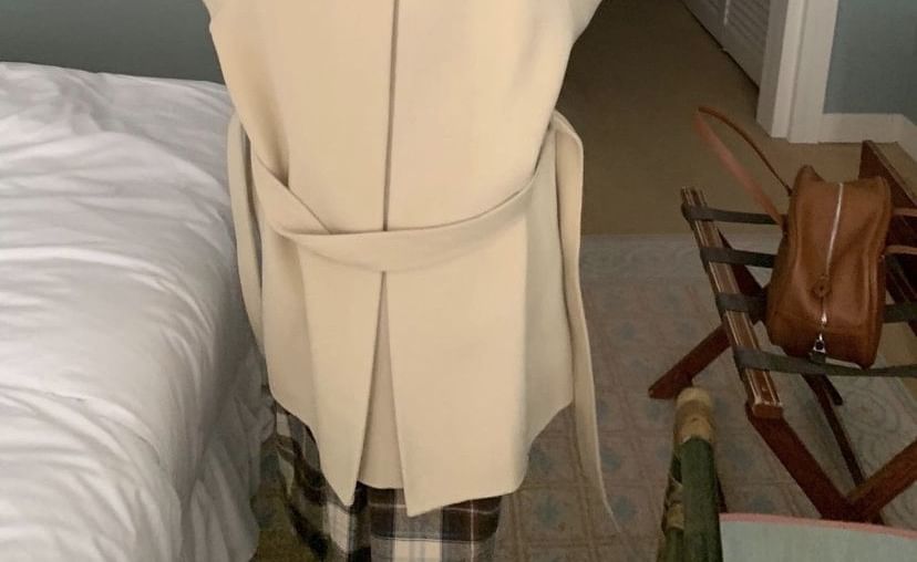 Collared Plain Button Tie-Waist Coat