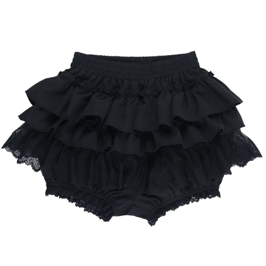 Short-Sleeve Off Shoulder Lace Trim Top and High Waist Skorts
