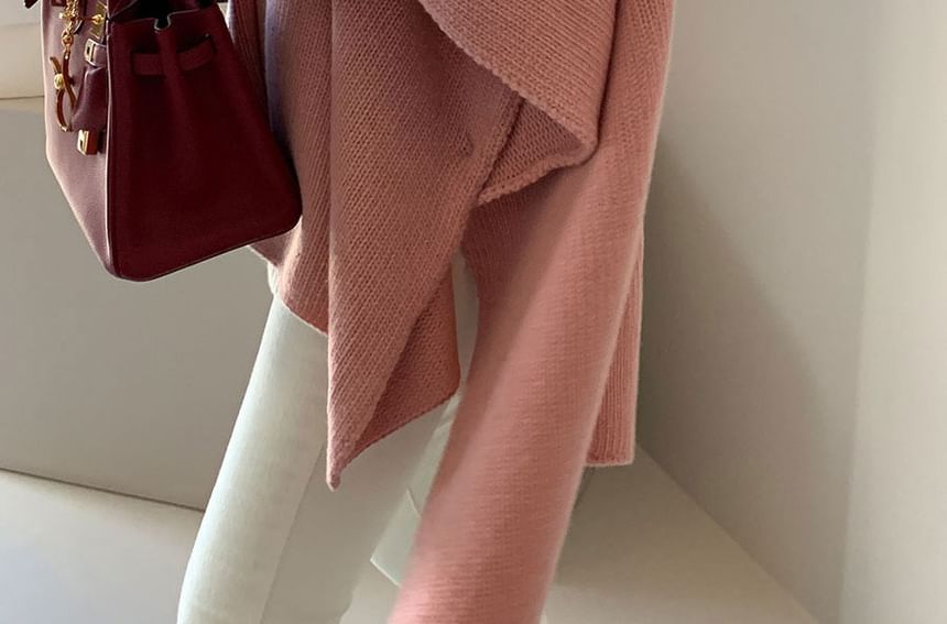 Flared-Sleeve Open Front Plain Cardigan