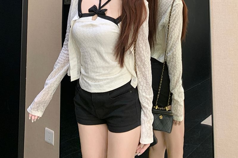 Halter Neck Crop Top and Cardigan