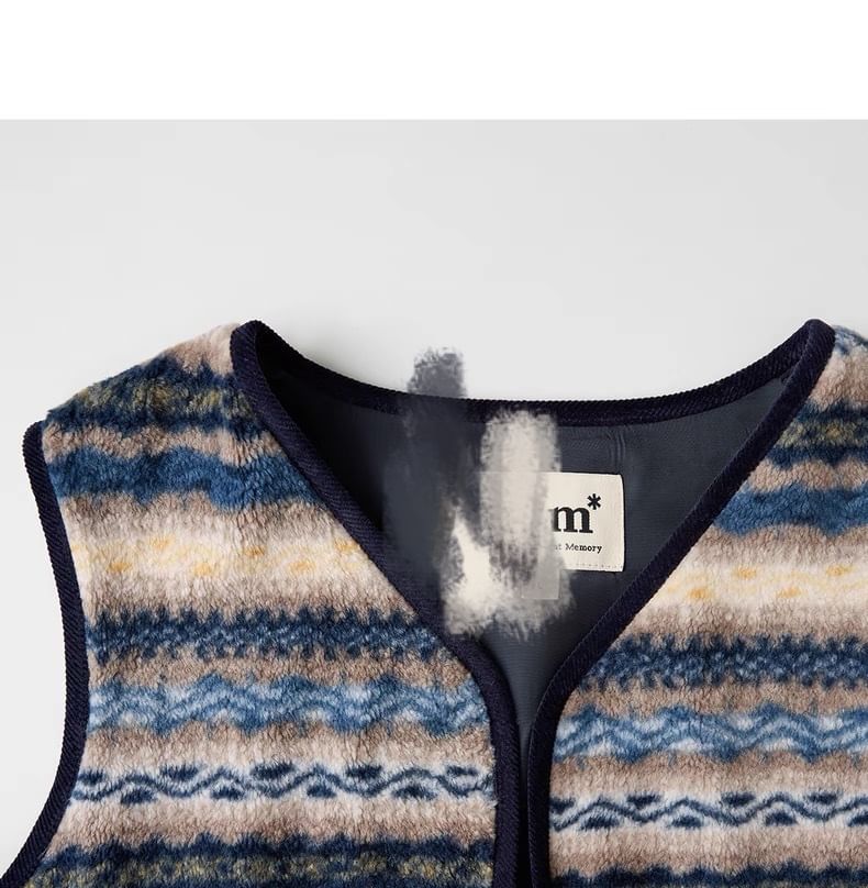 V-Neck Patterned Lace-Up Vest