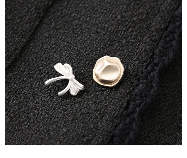 Plain Bow Pocket Detail Single-Breasted Jacket