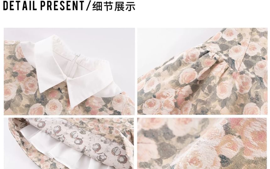 Sleeveless Collar Floral A-Line Dress