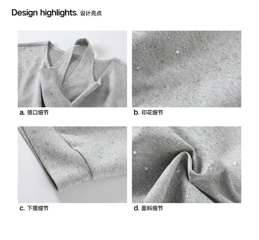 Cold-Shoulder Star Print Sweatshirt