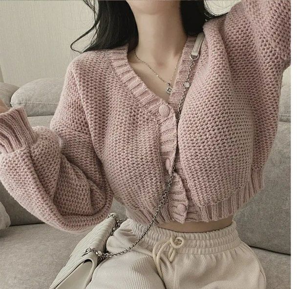 V-Neck Button-Up Cardigan