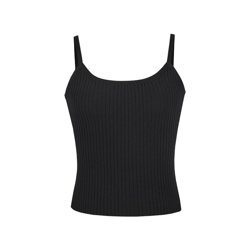 Ribbed Knit Cami Top or Round-Neck Cardigan