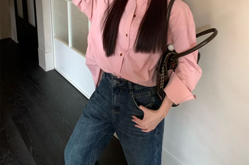 Collared Long Sleeve Button-Up Shirt