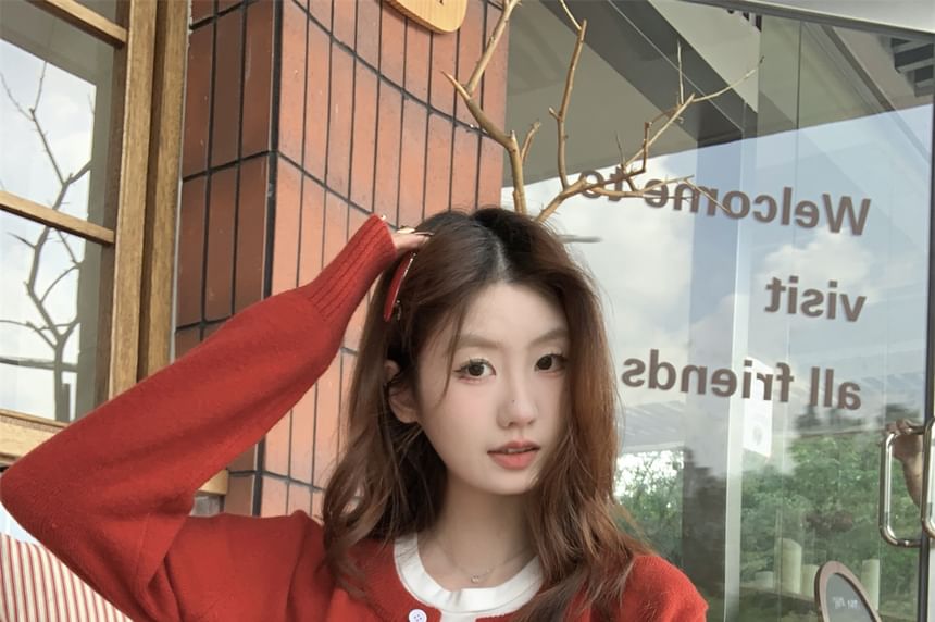 Button-Up Round Neck Cardigan