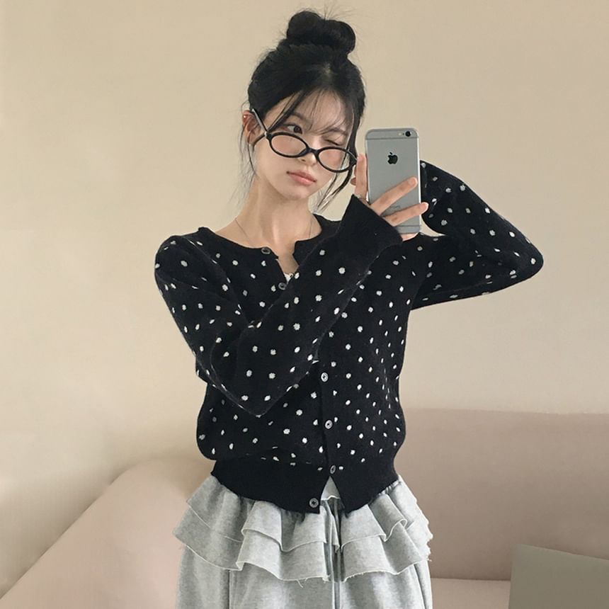 Dotted Long Sleeve Cardigan