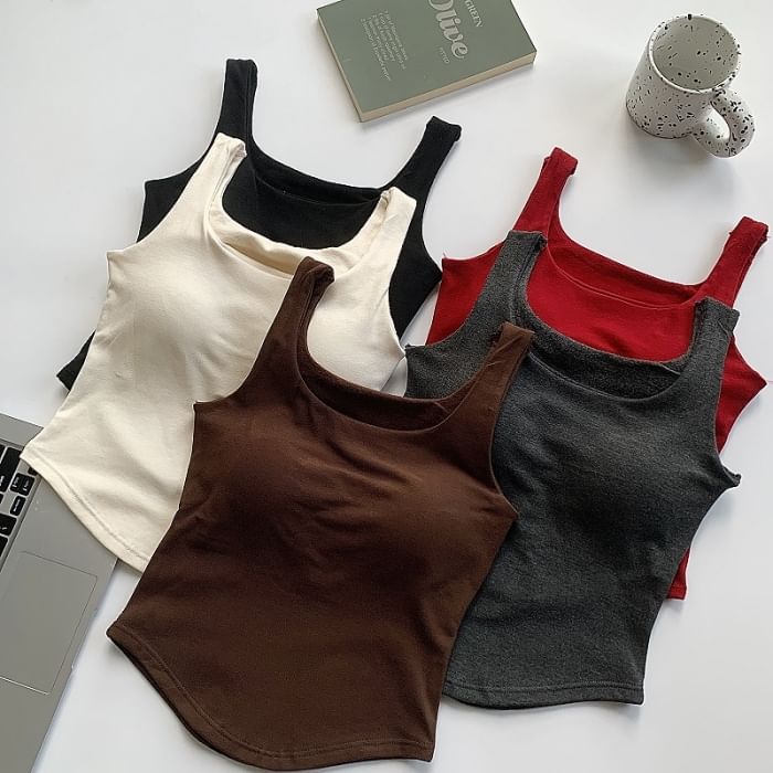 Sleeveless Basic Padded Vest Top