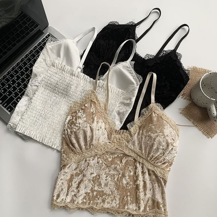 Plush Velvet Padded Cami Top