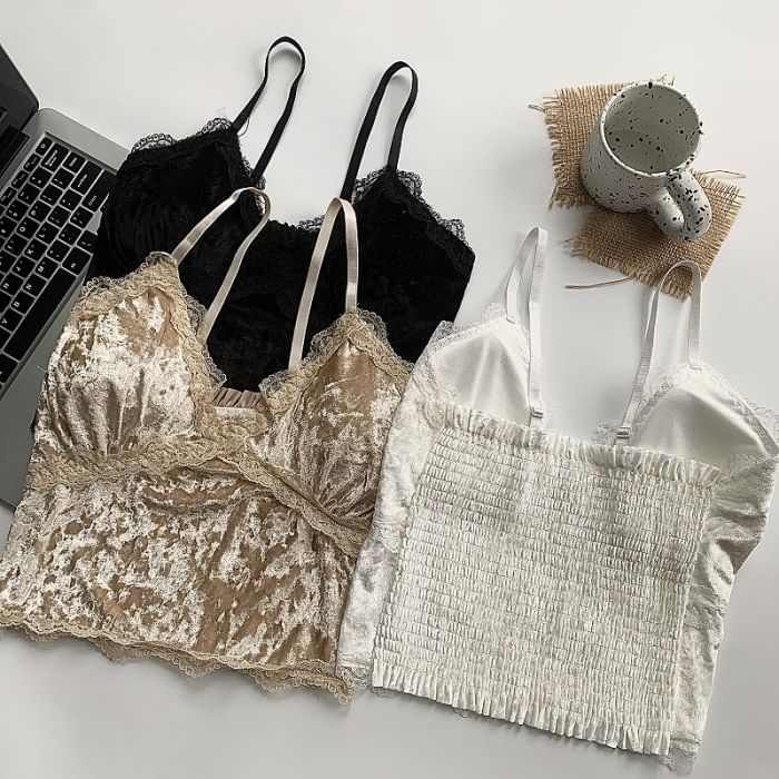 Plush Velvet Padded Cami Top