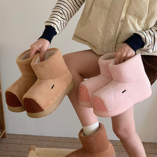 Platform Capybara Fleece-Lined Short Snow Boots