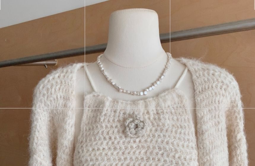 Two-Piece Set: Spaghetti Strap Knit Cami & Cardigan