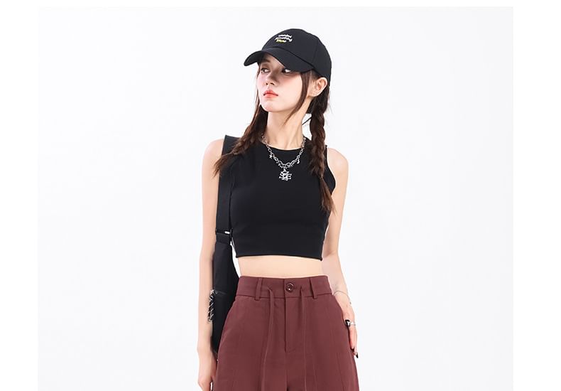 High Rise Plain Wide Leg Cargo Pants