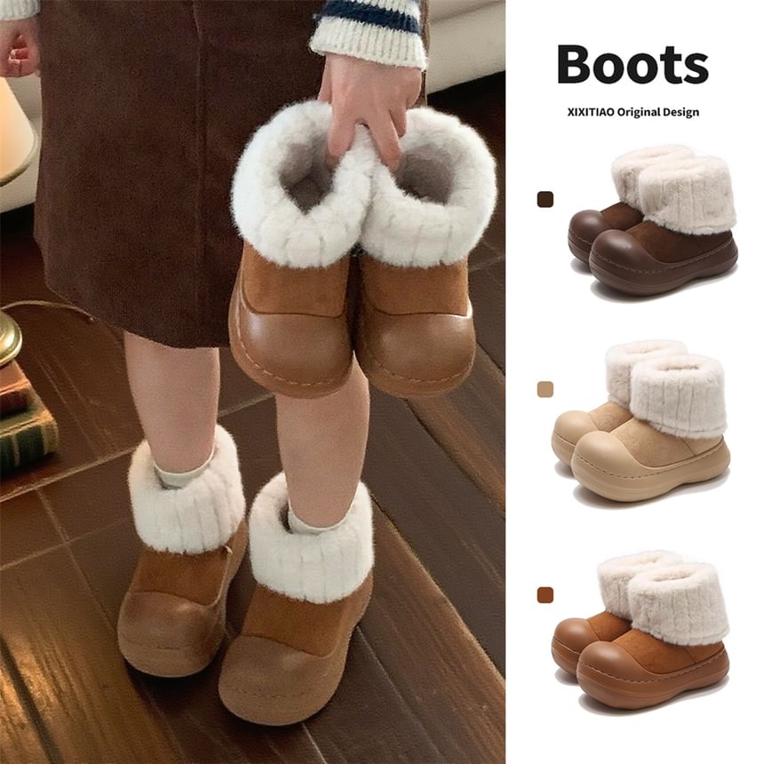 Faux Suede Platform Short Snow Boots