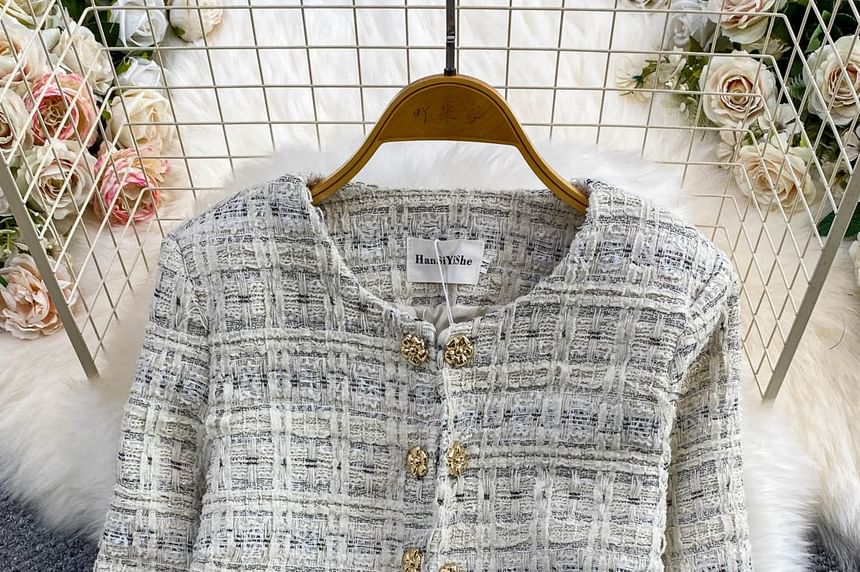 Set: Double Breasted Tweed Jacket + Skirt