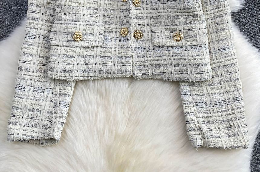 Set: Double Breasted Tweed Jacket + Skirt