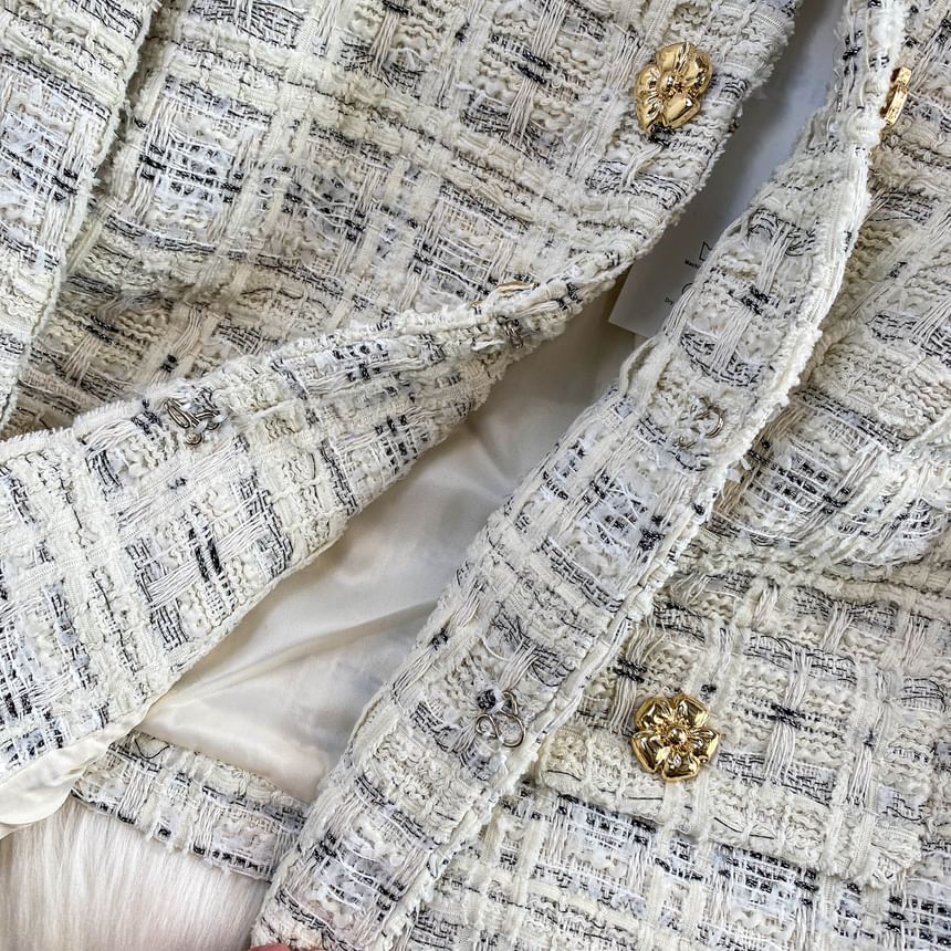 Set: Double Breasted Tweed Jacket + Skirt