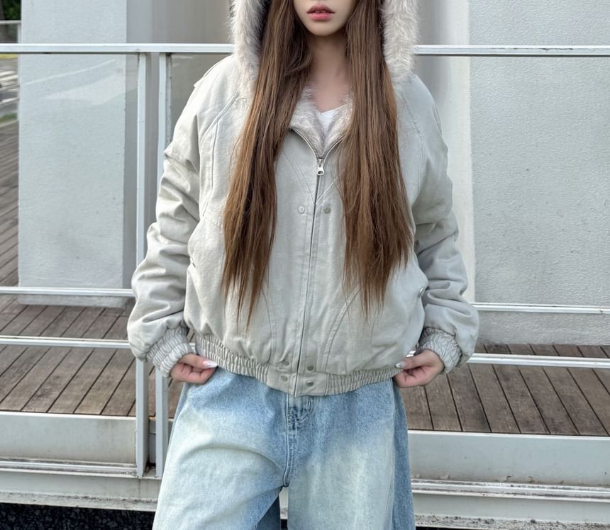 Fleece-Lined Hooded Zip Jacket