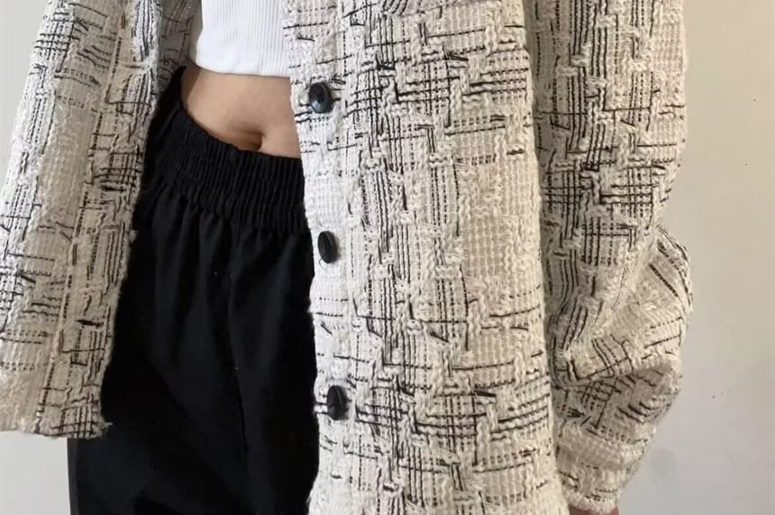 Tweed Button-Up Shirt Jacket