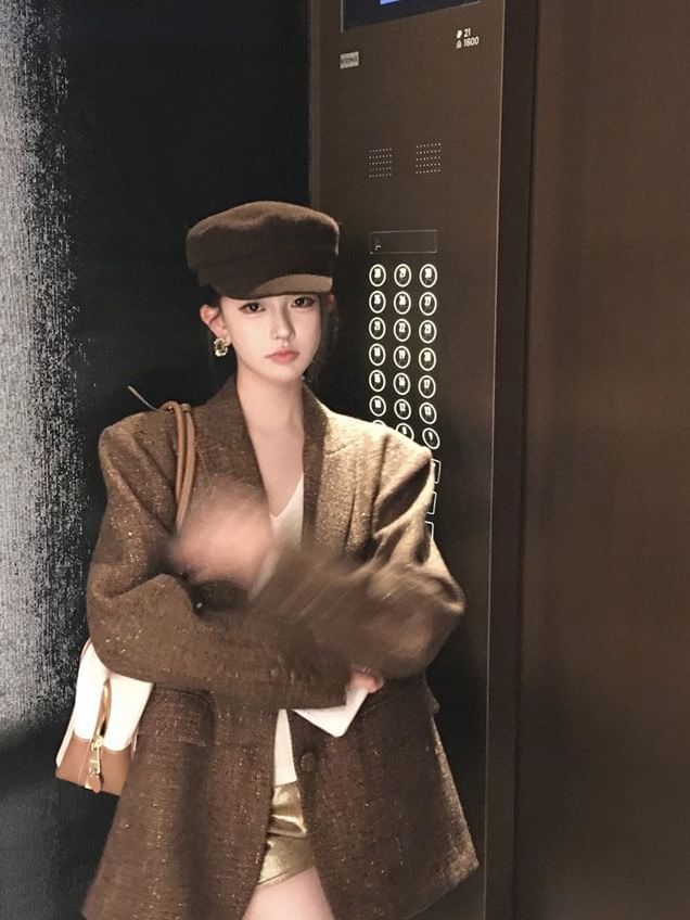 Notch Lapel Tweed Single-Breasted Blazer