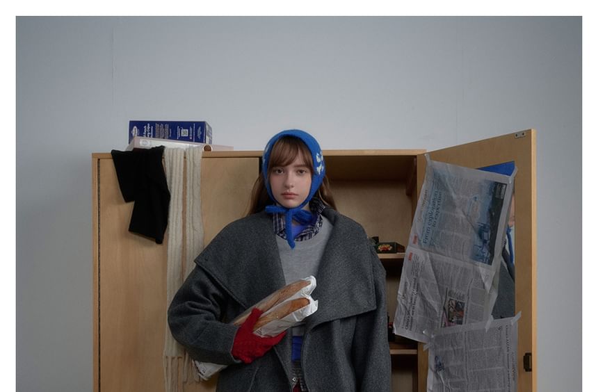 Lapel Wool Coat with Sash